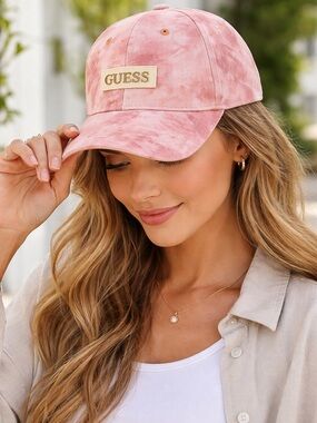 GUESS Pink Tie Dye Baseball Cap Logo Adjustable Hat